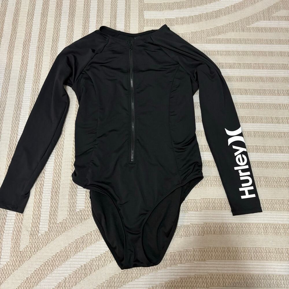 Hurley Women's L-arge Black One Piece Swimsuit Surfer Bodysuit Boho